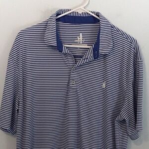Johnny O Prep-formance Blue & White Striped Polo Shirt Men’s XL Performance Golf